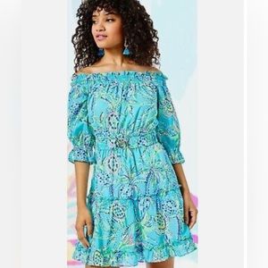 NWT! Off-the-shoulder Lily Pulitzer Louisa sundress with belt